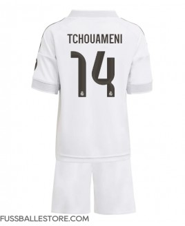 Günstige Real Madrid Aurelien Tchouameni #14 Heimtrikotsatz Kinder 2025-26 Kurzarm (+ Kurze Hosen)